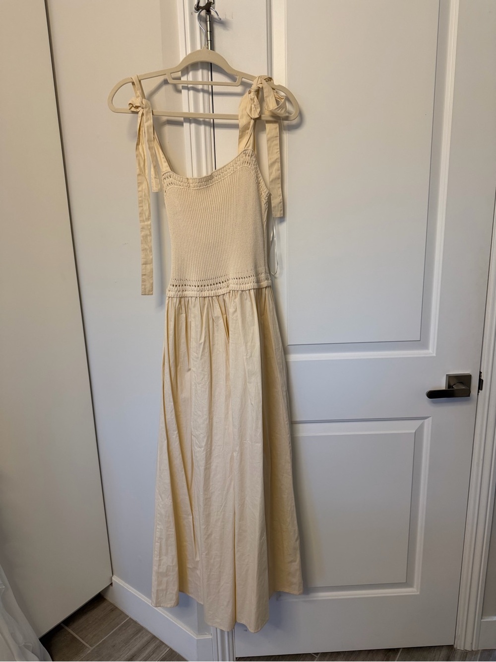 Moon River Cream Tie-Shoulder Maxi Dress